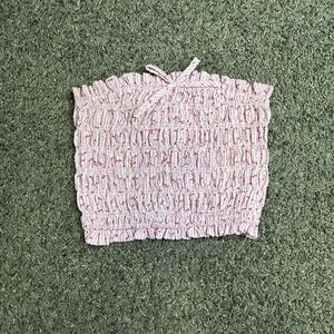 Full Tilt Pink Smocked Crop Top